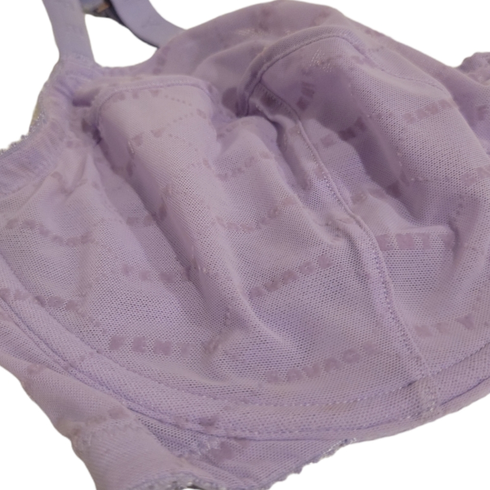 Savage X Fenty NWT Flocked Logo Unlined Bra Purple 38G - Picture 6 of 7